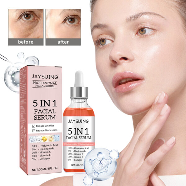 5 In 1 Facial Serum,30 Vitamin C Face Serum,Anti Aging Reduces Wrinkles Hydrating Collagen Facial Serum With Niacinamide,,Hyaluronic Acid, Vitamin E - Image 5