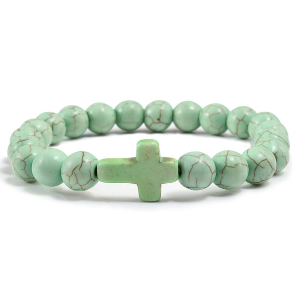 Blue Turquoise Cross Bracelet - Image 2