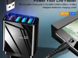 Illuminated 4USB Mobile Phone Charger 3A Charging Head