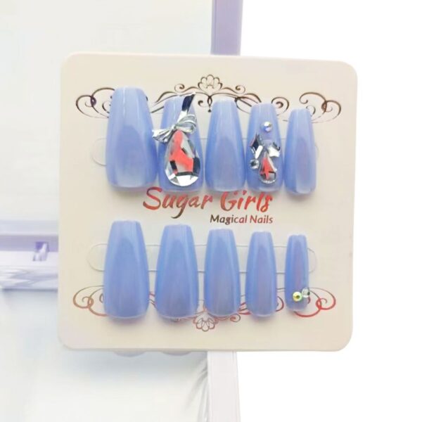 Blue With Large Diamond Nails - Image 3