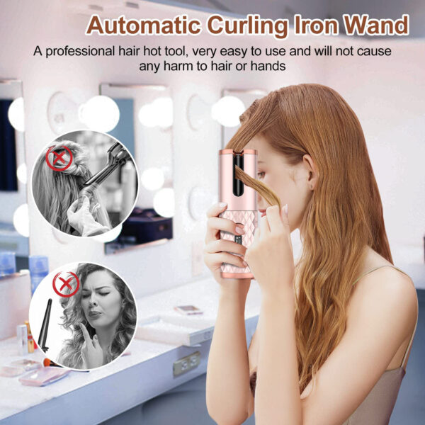 Portable Automatic Hair Curler, Ceramic Rotating Wireless Auto Curling Iron Wand, Portable USB Rechargeable Spin Curler For Hair Styling - Image 2