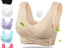 Front Cross Side Buckle Lace Side Non-Wire Sports Fitness Bra