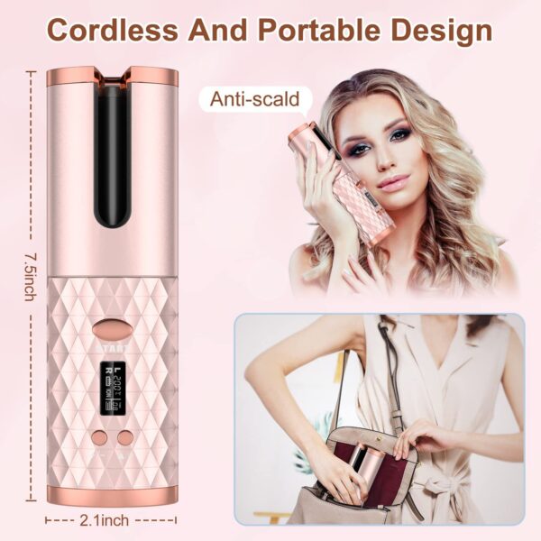 Portable Automatic Hair Curler, Ceramic Rotating Wireless Auto Curling Iron Wand, Portable USB Rechargeable Spin Curler For Hair Styling - Image 7