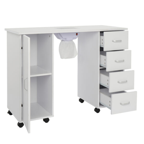 MDF Single Door 4 Drawers With Fans, White, Nail Art Table - Image 7