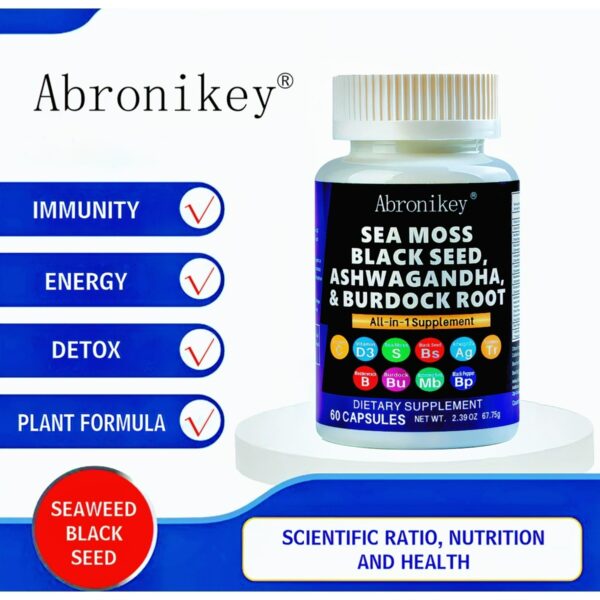 Abronikey Sea Moss 60 Capsules Immune Support & Digestive Health Natural Sea Moss Supplement Rich In Minerals & Vitamins - Image 9