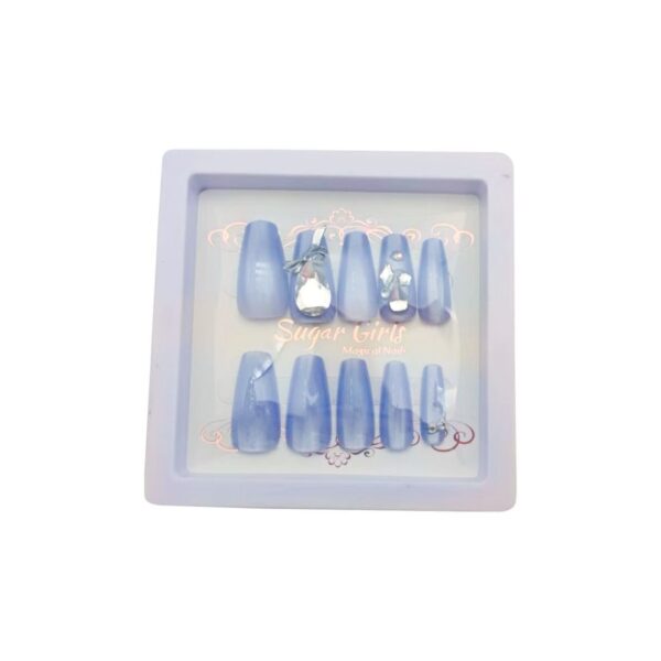 Blue With Large Diamond Nails - Image 10