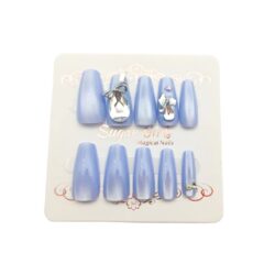 Blue With Large Diamond Nails - Image 6