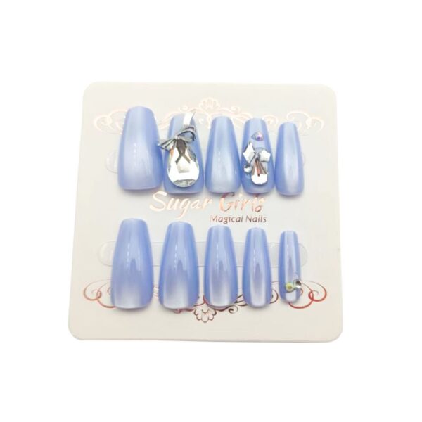 Blue With Large Diamond Nails - Image 6