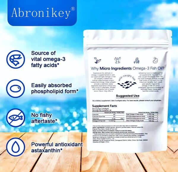 Abronikey Triple Strength 3 Fish Oil Supplements 4200mg Per Serving - Image 4