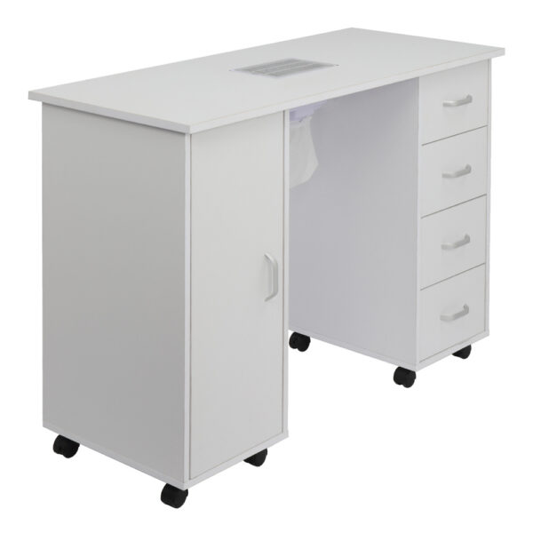 MDF Single Door 4 Drawers With Fans, White, Nail Art Table - Image 4