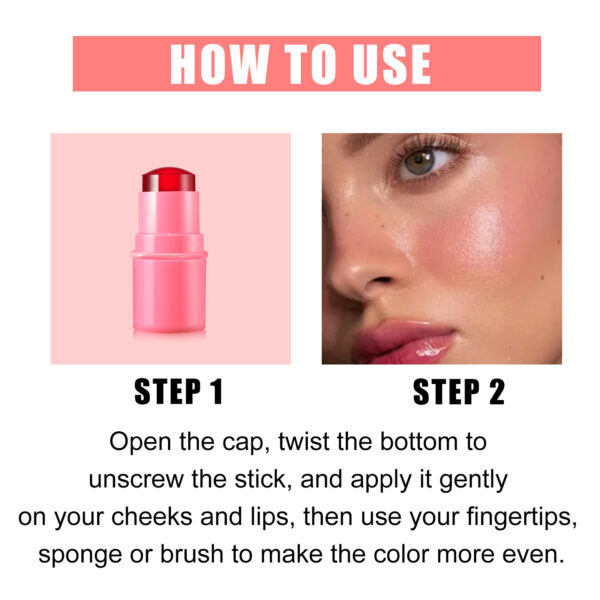 EELHOE Fruit Jelly Blush Lip Gloss Stick Lazy Contouring Even Skin Tone Brightening And Colorful Easy To Apply Lip Gloss Stick - Image 8