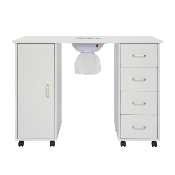 MDF Single Door 4 Drawers With Fans, White, Nail Art Table - Image 10