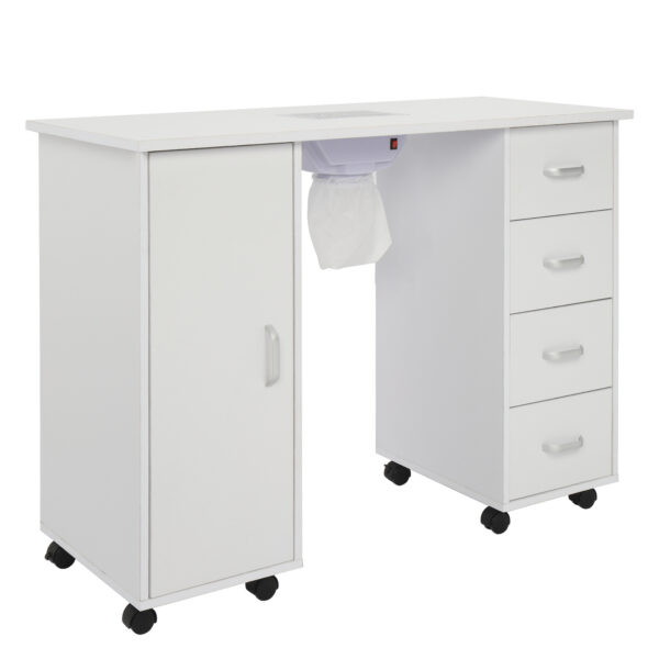 MDF Single Door 4 Drawers With Fans, White, Nail Art Table - Image 3