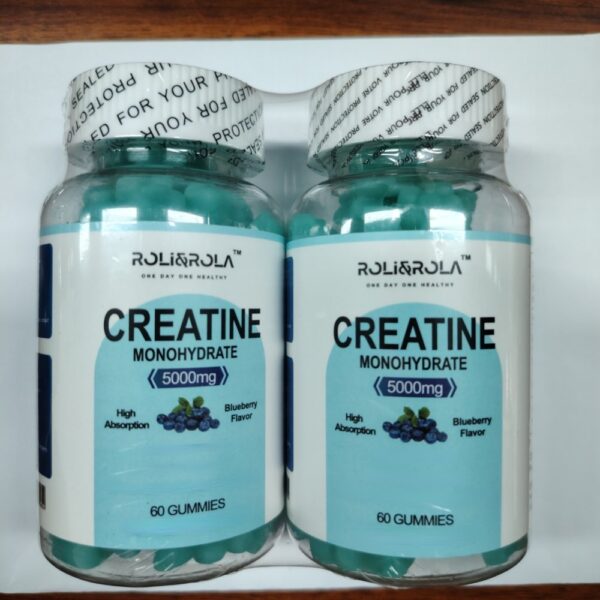 High Strength Creatine Monohydrate Gummies, Blueberry Flavored Creatine Gummies Monohydrate - 60 Gummies X 2 Bottles - Image 2