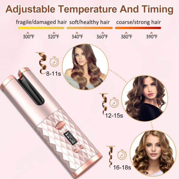 Portable Automatic Hair Curler, Ceramic Rotating Wireless Auto Curling Iron Wand, Portable USB Rechargeable Spin Curler For Hair Styling - Image 5