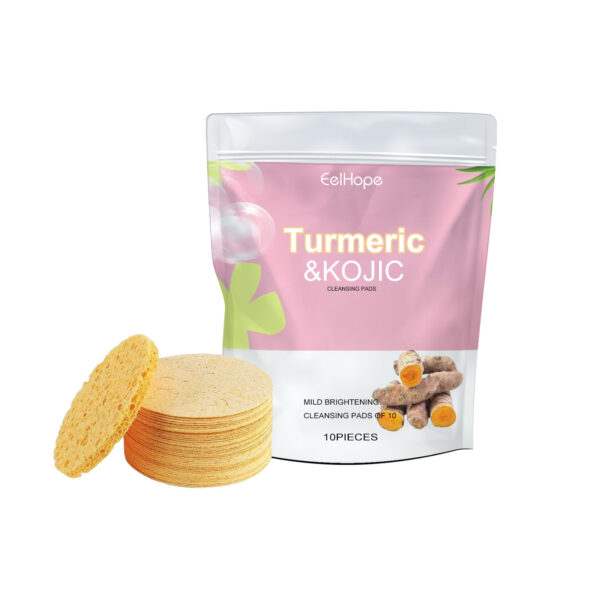 EelHope Turmeric Kojic Cleansing Pads, Deep Clean Delicate Pores Reduce Acne Spots Facial Skin Brightening - Image 2