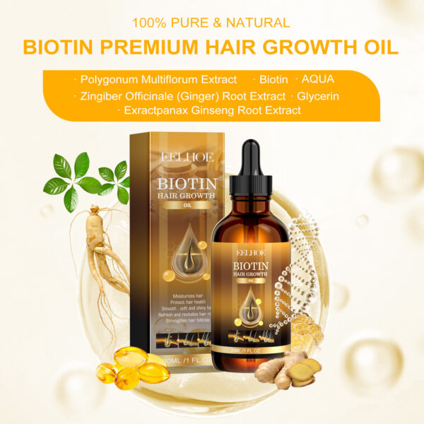 EELHOE Biotin Hair Treatment Oil Deeply Moisturizing Scalp Massage Treatment Thick And Smooth Hair Care Oil - Image 3