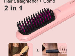 Portable USB Rechargeable Cordless Men Beard Hair Straightener Brush Mini Wireless 2 In 1 Woman Hair Straightener Comb