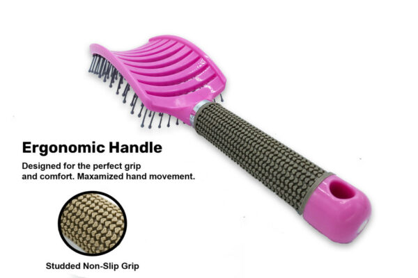 Anti Static Bending Nylon Women's Wet Curly Tangled Hair Brush Styling Tool - Image 3