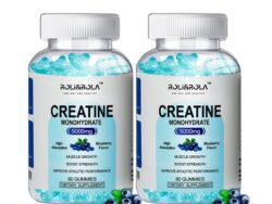 High Strength Creatine Monohydrate Gummies, Blueberry Flavored Creatine Gummies Monohydrate - 60 Gummies X 2 Bottles