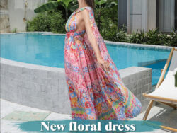 Women's Floral Style Large Hem Dress