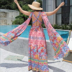 Women's Floral Style Large Hem Dress - Image 7