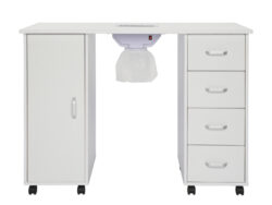 MDF Single Door 4 Drawers With Fans, White, Nail Art Table