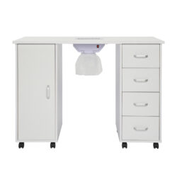 MDF Single Door 4 Drawers With Fans, White, Nail Art Table